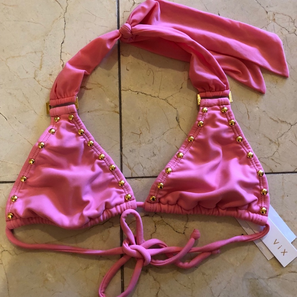 NWT VIX by Paula Hermanny pink with gold studs